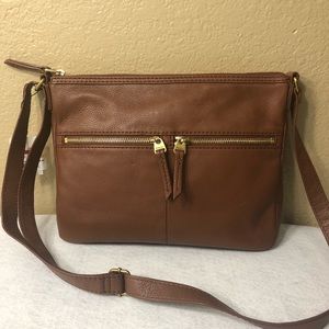 Fossil Leather Shoulder Bag/Purse - Brown/Tan